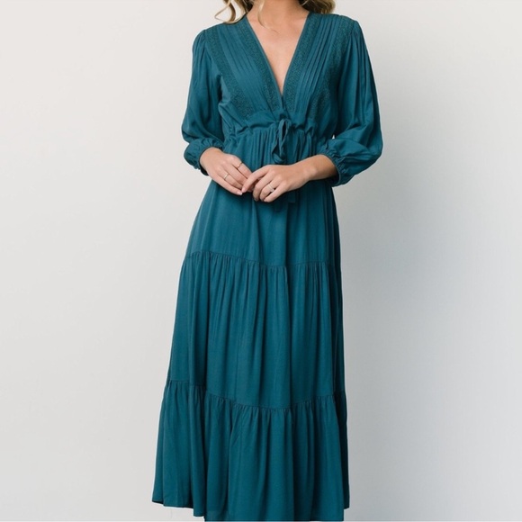 NEW Baltic Born Phillips Maxi Dress Persian Blue Medium Lined Tiered 3/4 Sleeves - Picture 7 of 16